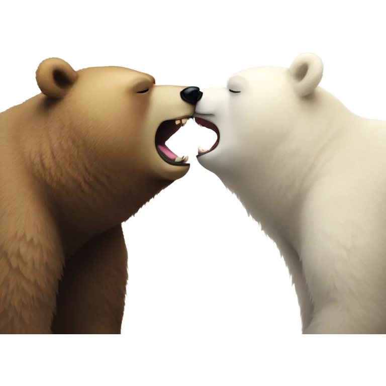 White bear and brown bear kissing cute love emoji