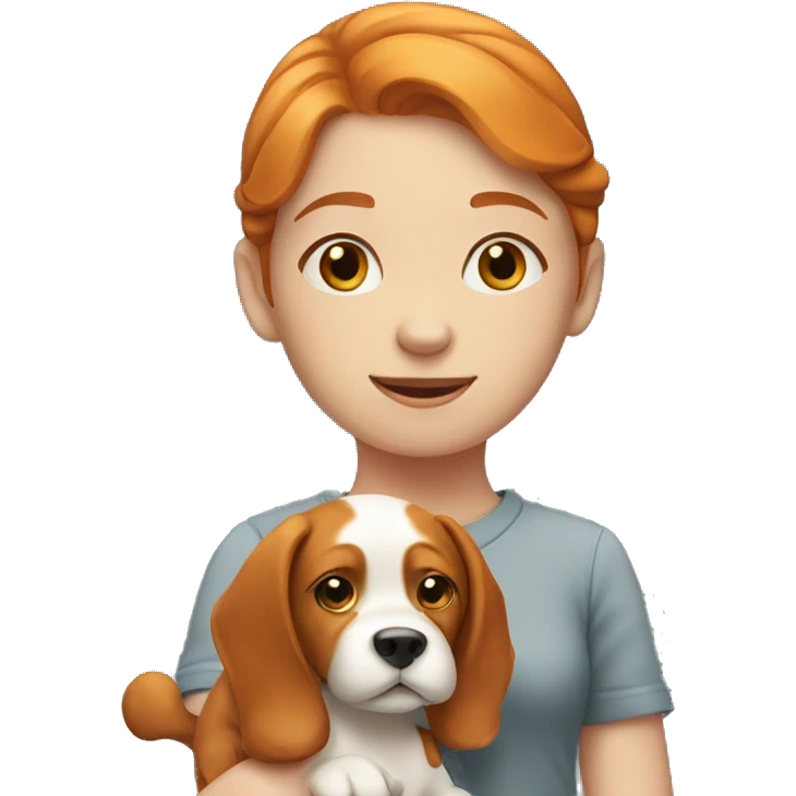 Ginger girl with a dog emoji