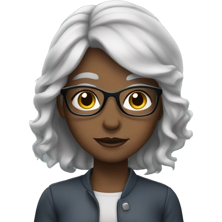 girl with grey hair, blue eyes, and glasses emoji