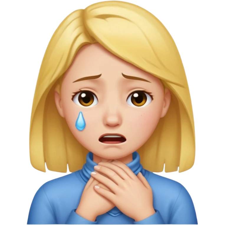 Girl holding her neck crying  emoji