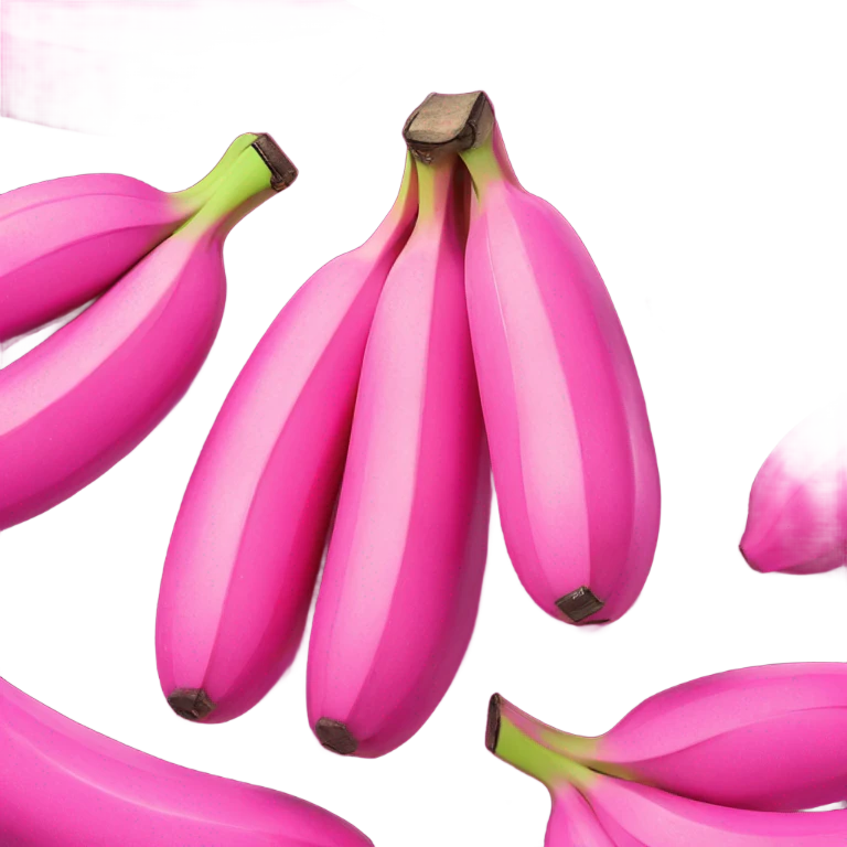 Realistic 3 large Hot pink bananas with glitter no yellow emoji