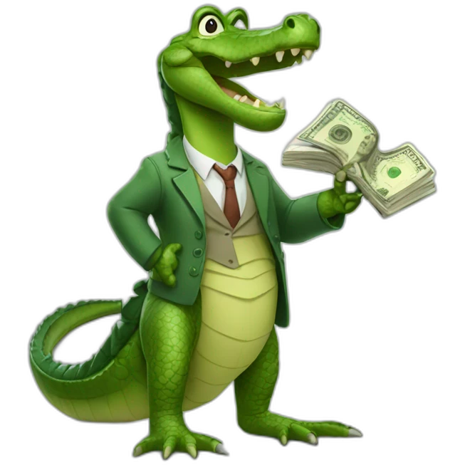Professor crocodile teaching finance emoji