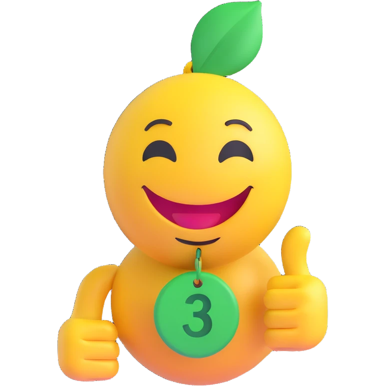 3D smiley emoji, round shape, lucky wish tag, lucky face emoji