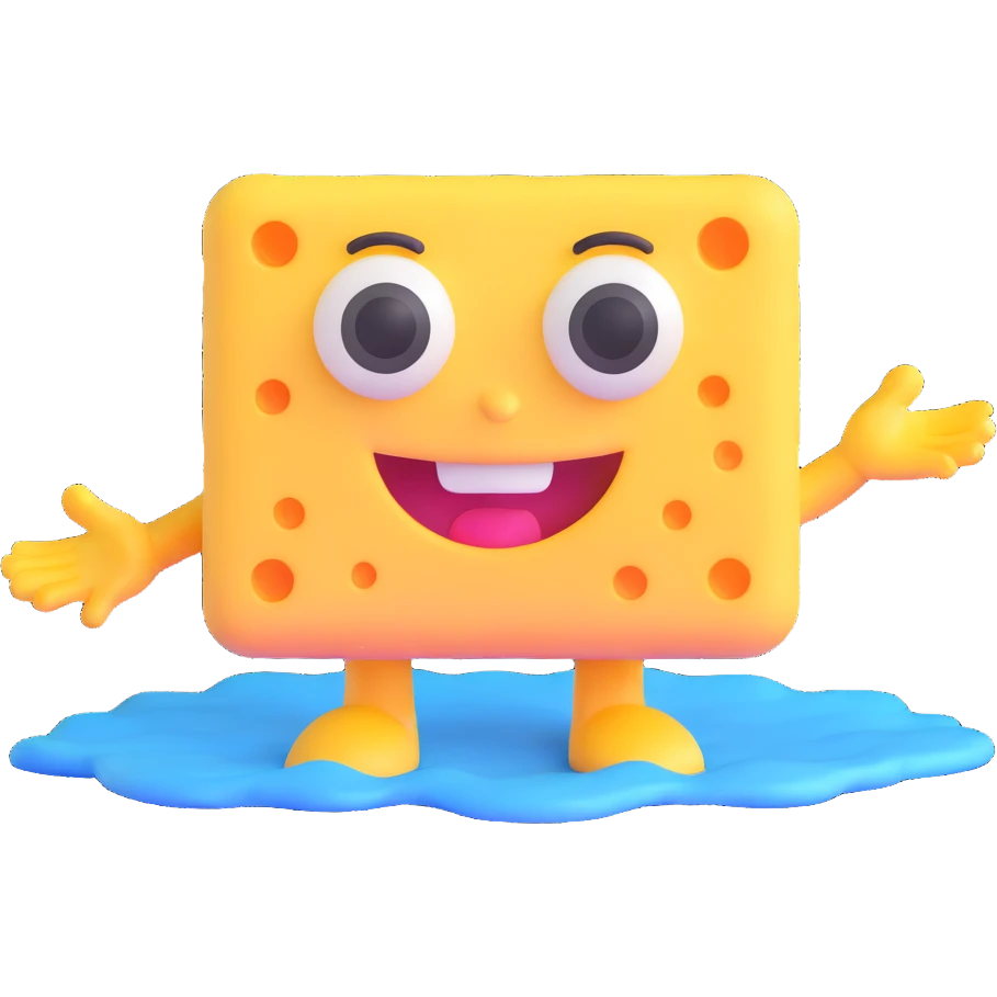 yellow sponge character with big eyes and a smile, inspired by SpongeBob emoji