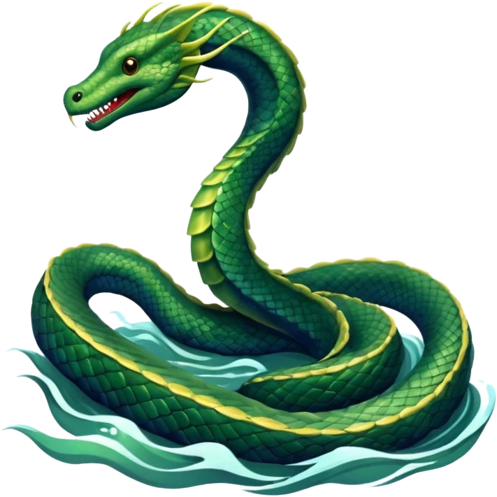 Sea Serpent – Long green snake-like monster rising from water emoji