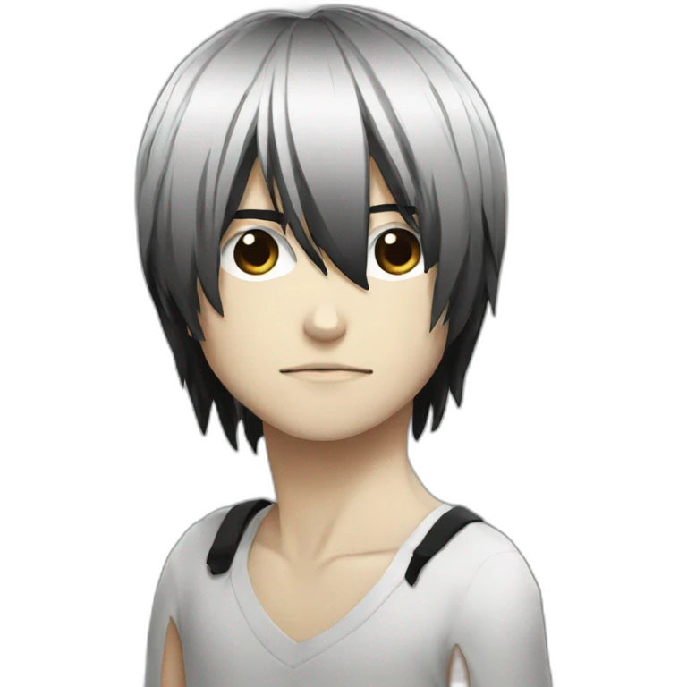 L from deathnote with black hair emoji