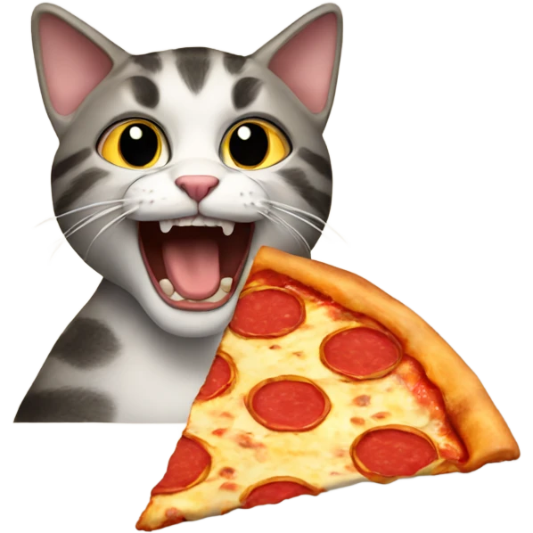 Cat eating a pizza emoji