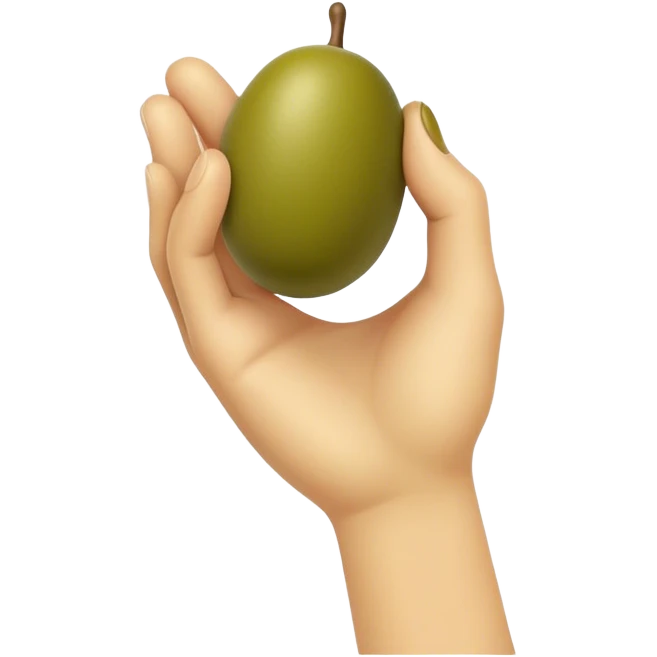 Hand holds 1 green olive emoji