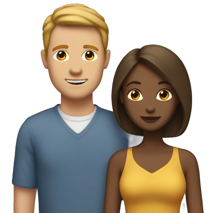 interracial couple with brown woman and white man with brown hair emoji