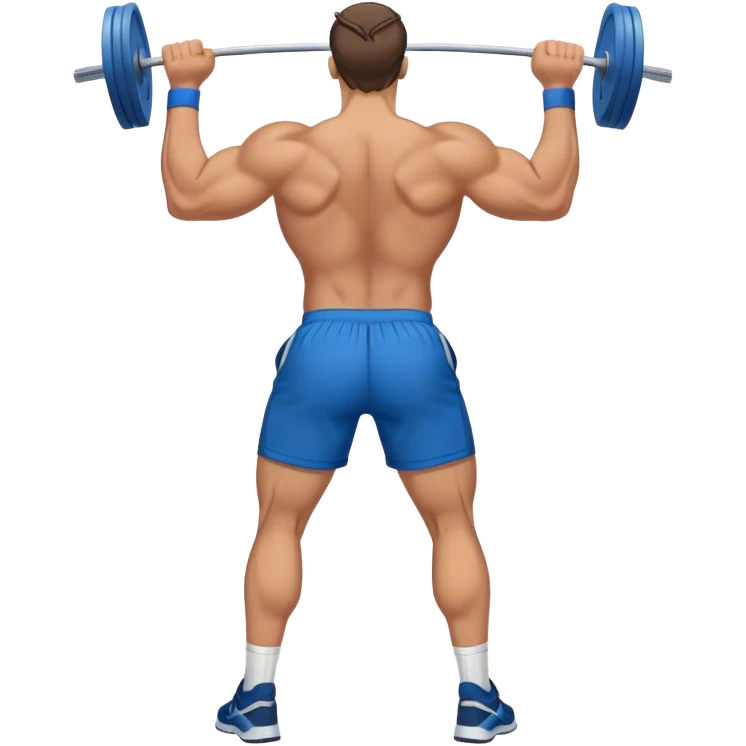 back view of buff man with blue shorts doing cable face-pulls exercise emoji