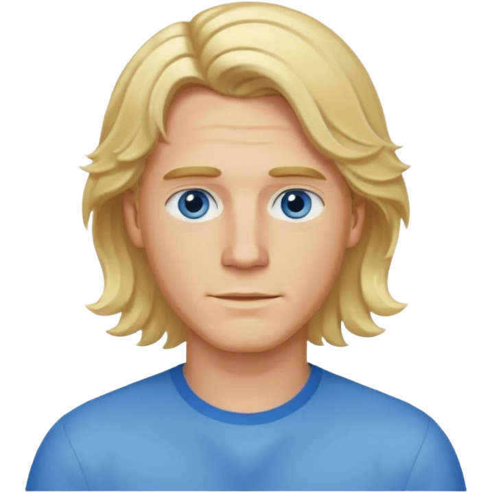 Blonde dude with wavy shoulder length middle part emoji