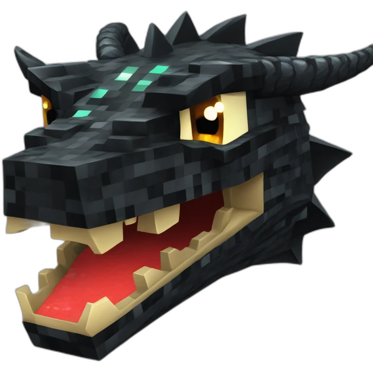 Minecraft Glitter Black Dragon Head With Diamond Horn emoji