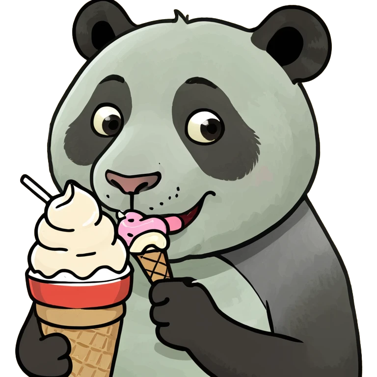 Panda eating ice cream emoji