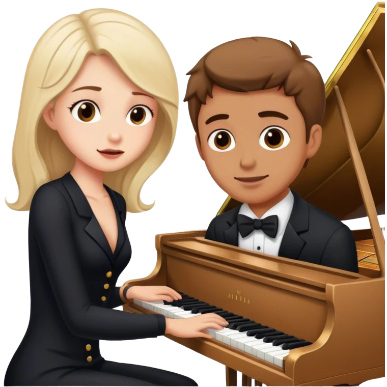 Girl crushing on man playing piano emoji