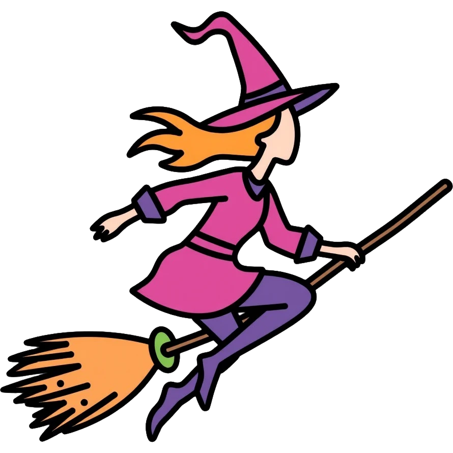 witch on a broom flying emoji