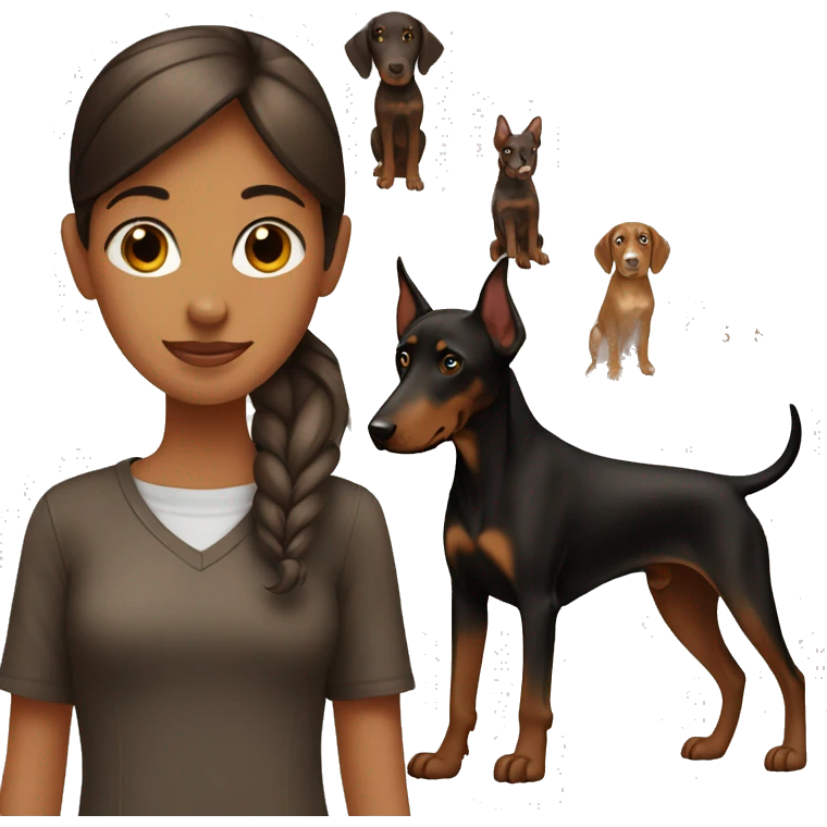 girl with brown doberman  emoji