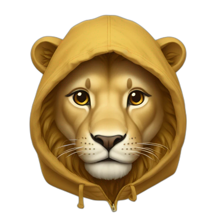 Lion avec un cagoule emoji