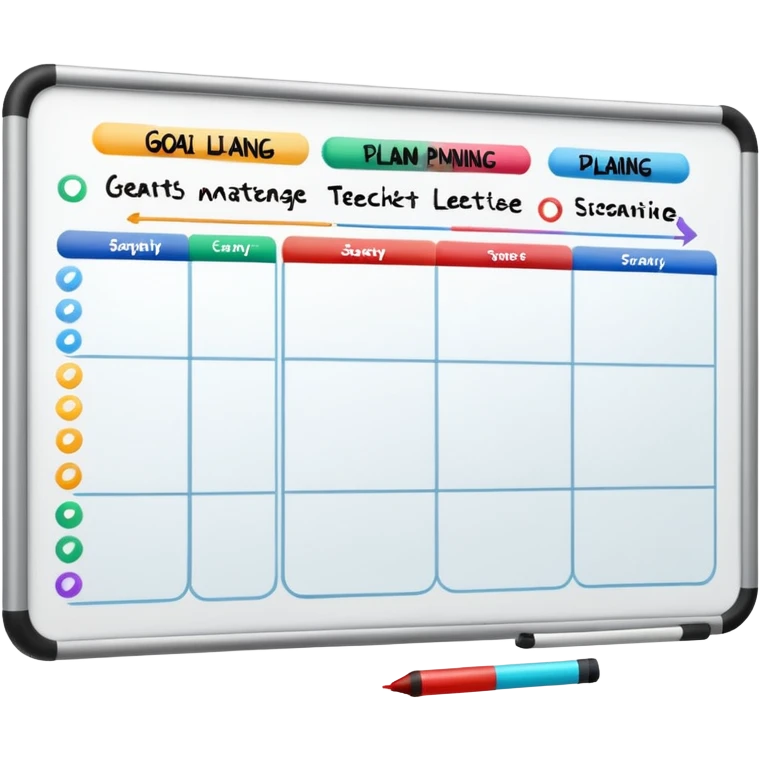 Goal planning on a white board emoji