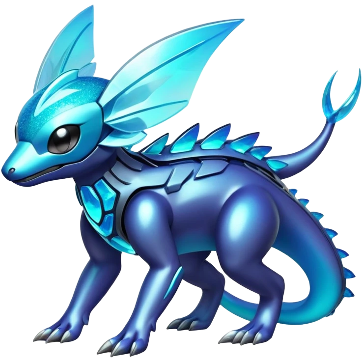  Shiny sparkly transparent bioluminescent luminescent vibrant bright pastel dark exotic iridescent colorful gradients futuristic modern metallic glossy glittery fantasy-cyber-Protogen-Fakémon-Pokémon-Vernid-creature emoji
