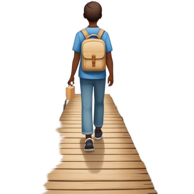 The image shows a person walking across a bridge, symbolizing a personal journey. The atmosphere is calm and introspective, with soft, emotional tones. In their hands, they carry symbolic tools labeled “Compassion” and “Forgiveness,” suggesting healing after emotional pain--  emoji