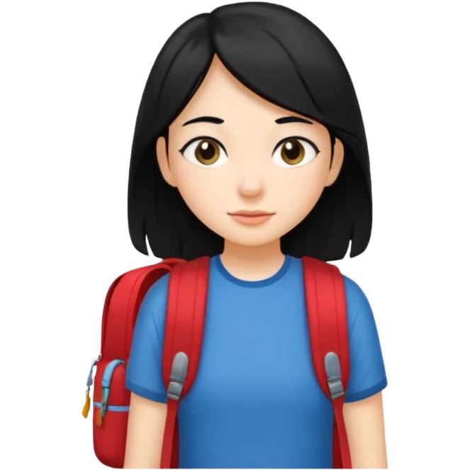 walk black long hair girl at university  emoji