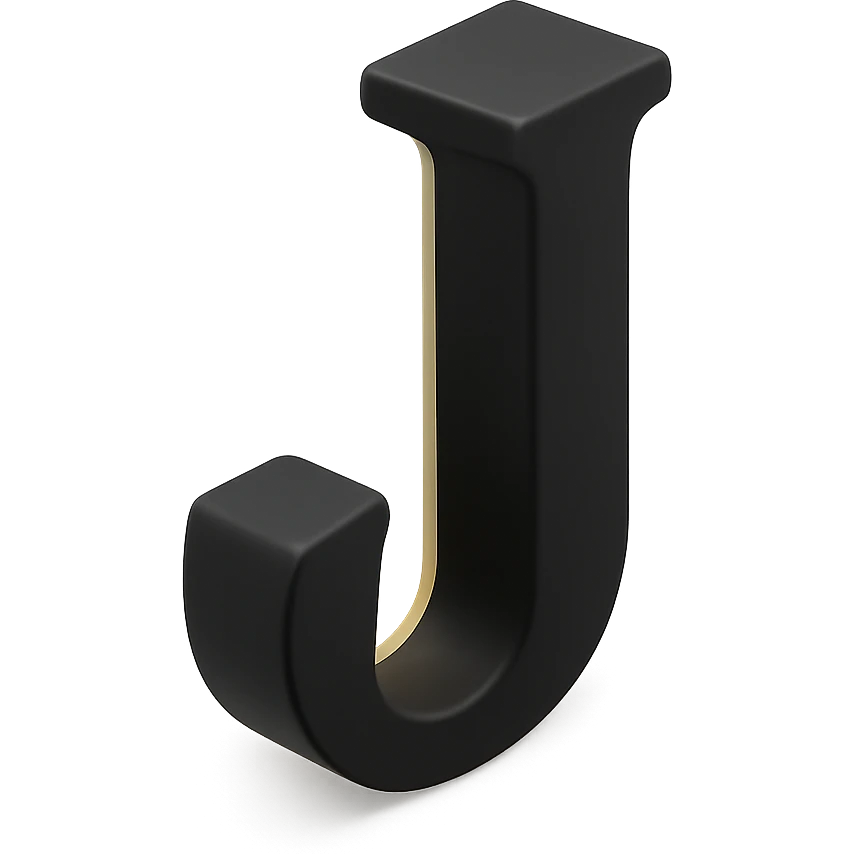 the letter J, bold and clear, realistic lighting and depth, matte background emoji