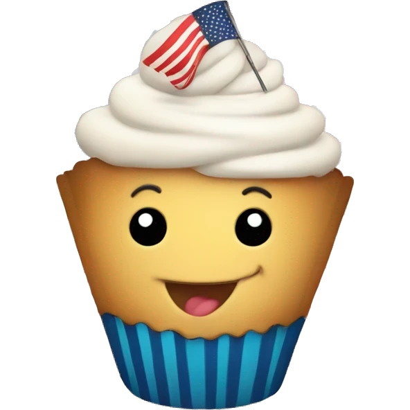 Happy cupcake with an American flag emoji