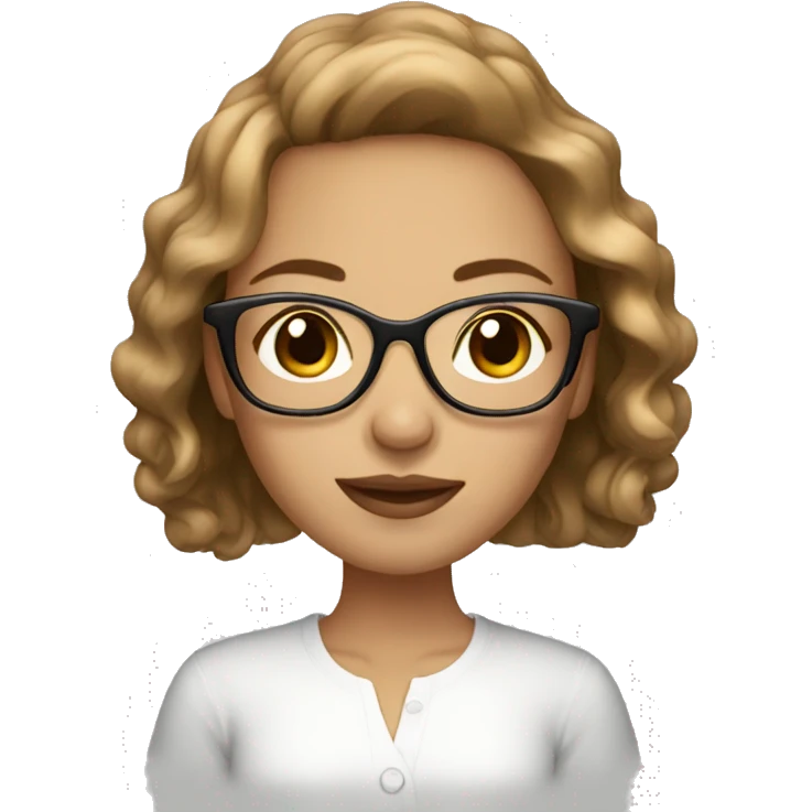 Glamorous girl with light brown hair and brown eyes with glasses emoji