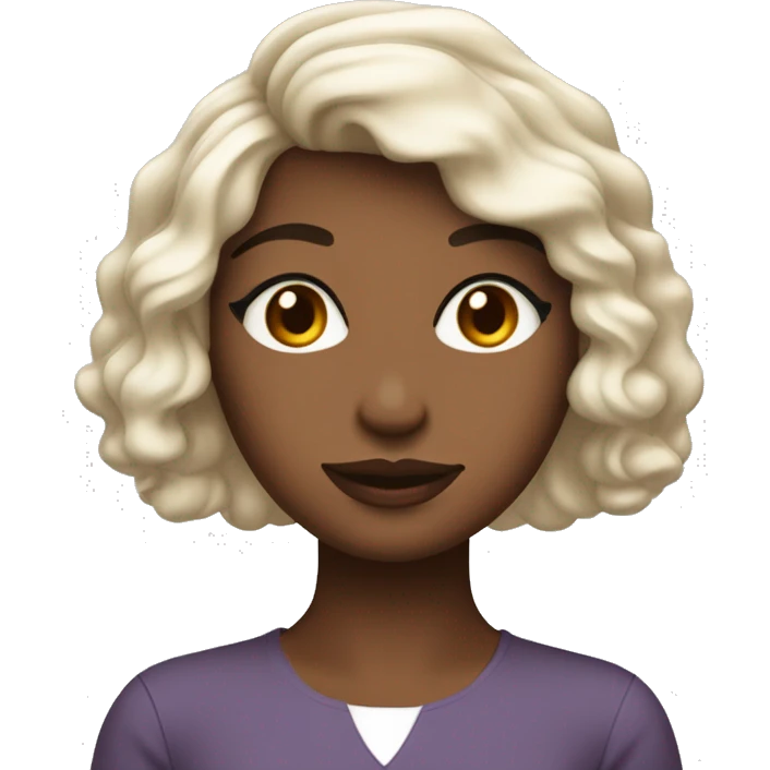 Créame una chica rizada de pelo marrón medio corto , que sea de piel blanca , con un poco de maquillaje  emoji