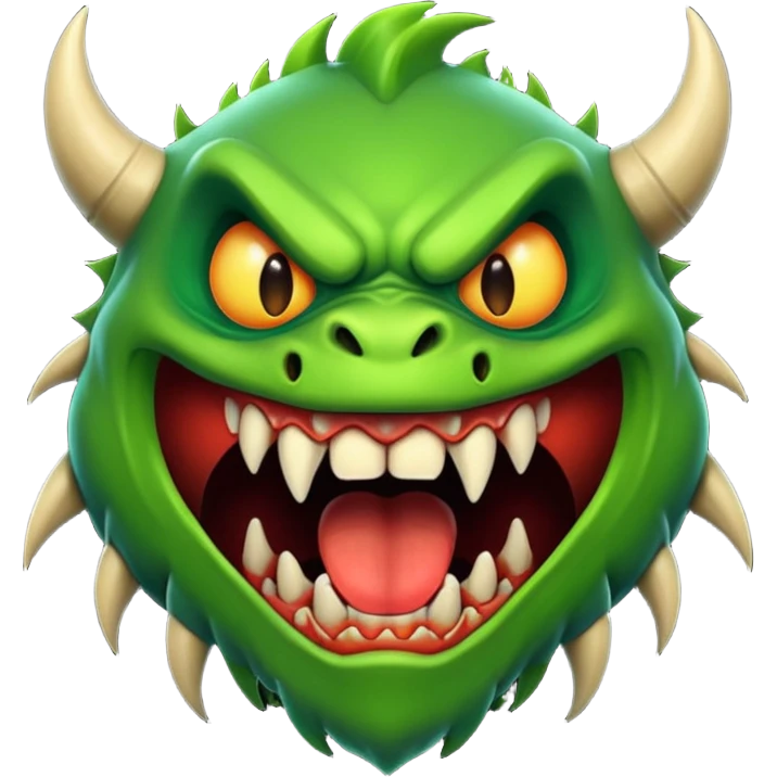 big ugly monster with a big mouth and long sharp fangs emoji