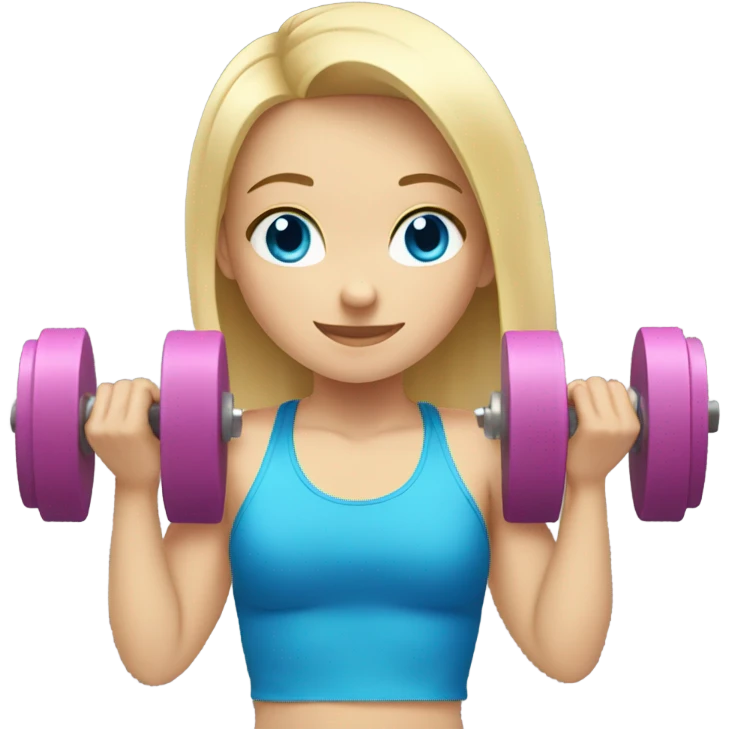 Blonde hair blue eyes girl lifting weights emoji