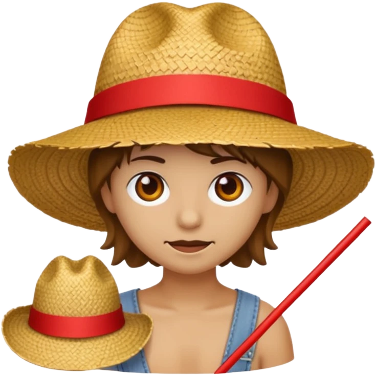 Fait moi cette emoji 🏴‍☠️ et rajoute sur la tête un chapeau de paille avec un fil rouge  emoji