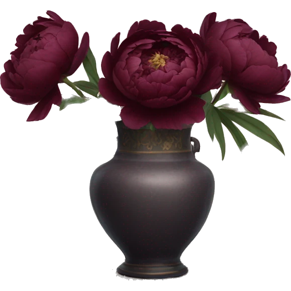 burgundy peonies in an aesthetic vase emoji