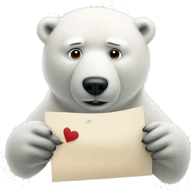 Polar bear writing a love letter emoji