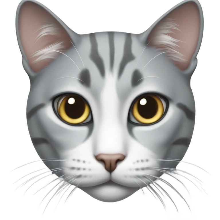 realistic grey and white cat gazing forward  emoji