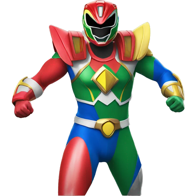 red, yellow, blue , green power rangers emoji