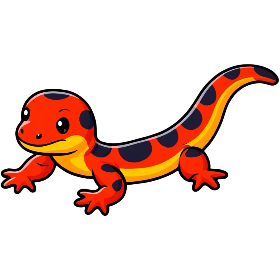 red-spotted salamander with black body and bright red spots emoji