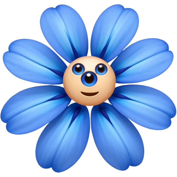 blue flowers with two eyes emoji