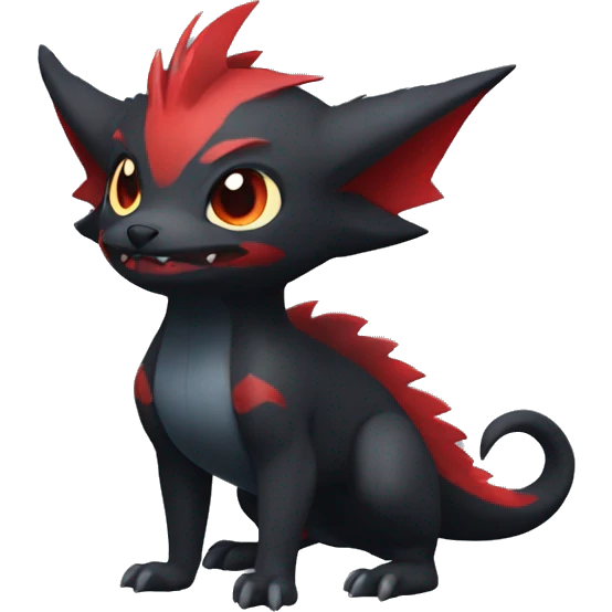 Cute cool black red nargacuga animal hybrid Fakemon full body emoji