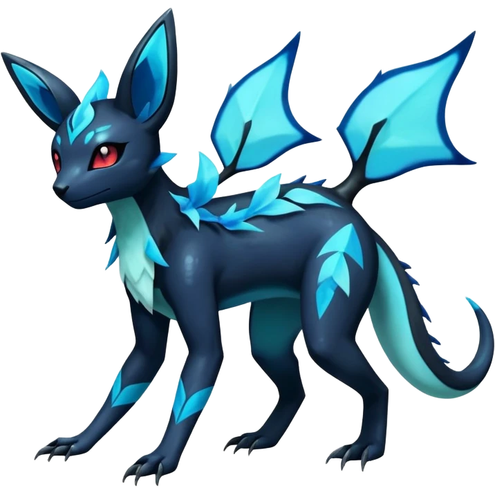 Colorful Dark Shiny Exotic Salandit-Aurorus-Glaceon-Umbreon-Fakémon-hybrid-creature (full body)  emoji