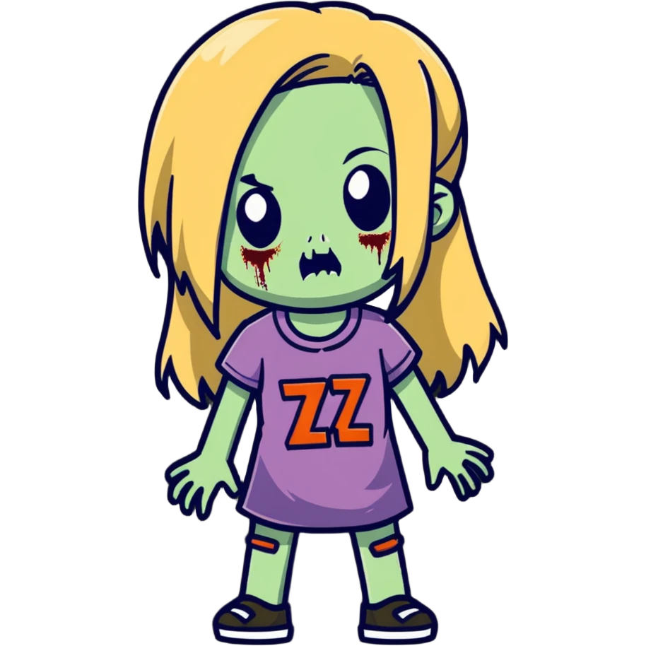 zombie girl with long straight dark blonde hair emoji