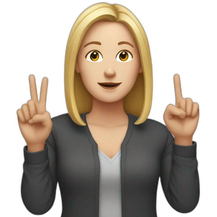 white woman ups two fingers emoji