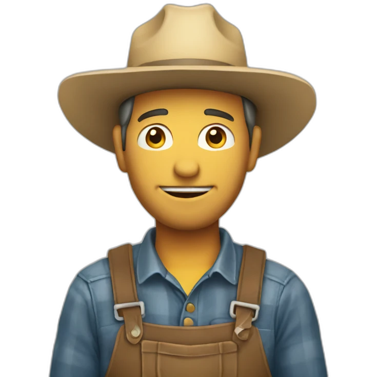 cartoon farmer facing away from camera emoji