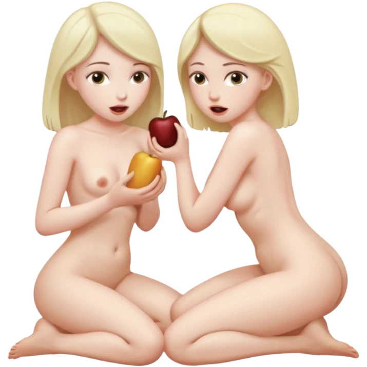 a girl, naked, getting her ass ate by another naked girl emoji