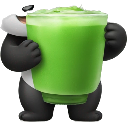 A Aestetic Emjo who is a Panda drinking Matcha emoji