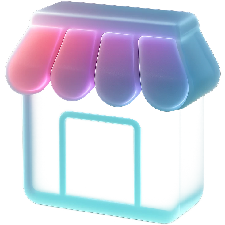 icon of a store, extremely eye catching, glossy finish, 3D effect, colorful emoji