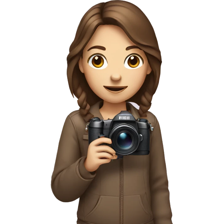 girl with brown hair holding a camera emoji