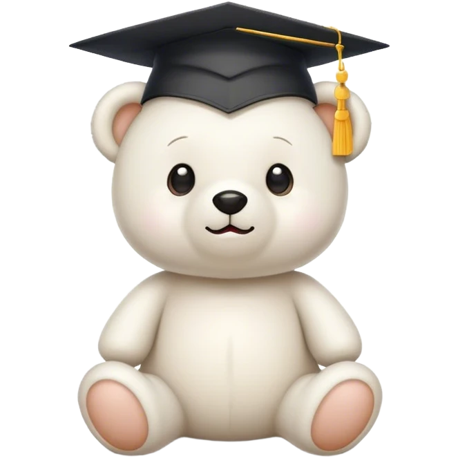 Cute white teddy bear with graduation hat  emoji