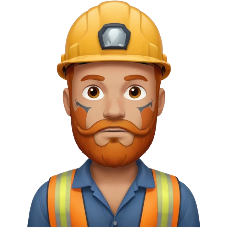 construction worker with beard, ginger haired and heavy face tattoos scary looking emoji