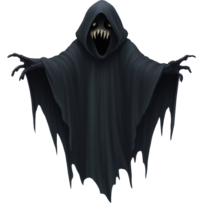 dementor: Dark, cloaked creatures that feed on human happiness, leaving victims in a state of despair and cold. emoji